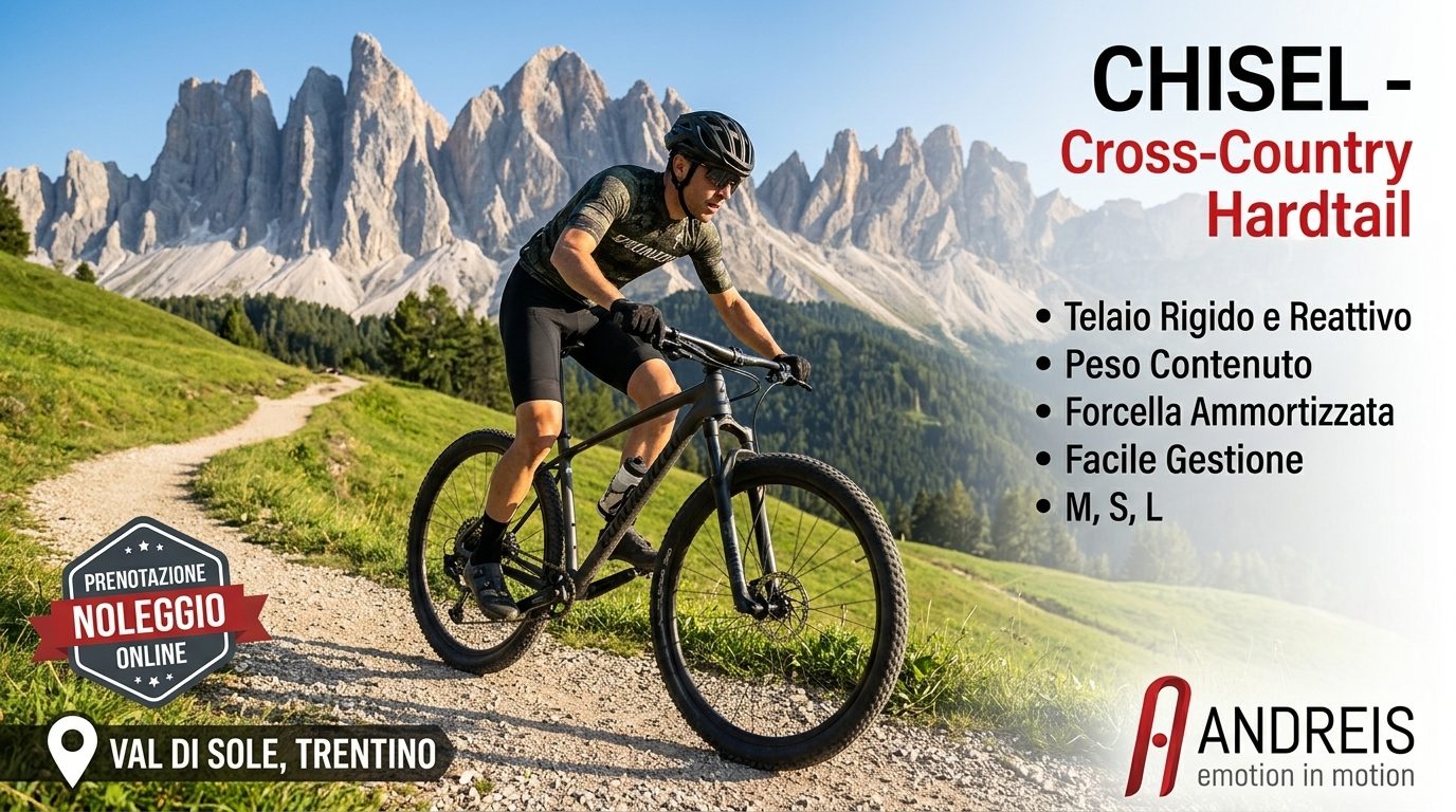 Immagine: CHISEL. Alt consigliato: MTB muscolare Specialized Chisel per cross country, salite e fondi compatti.