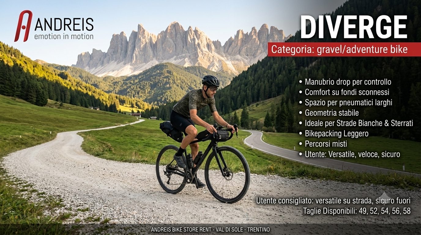 Immagine: DIVERGE. Alt consigliato: Gravel bike Diverge per percorsi misti tra asfalto e sterrato.