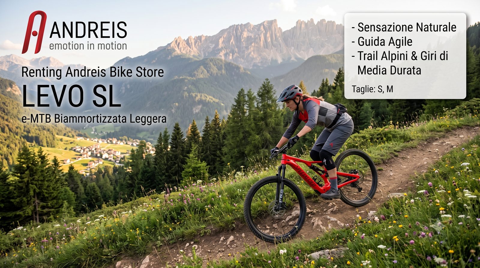 Immagine: LEVO SL. Alt consigliato: E-MTB leggera per trail alpini e giri di media durata in Val di Sole.